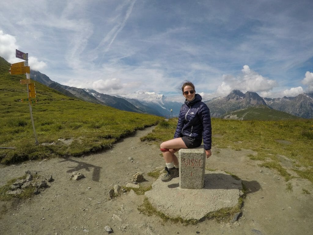 Crossing the border into France at Col de Balme