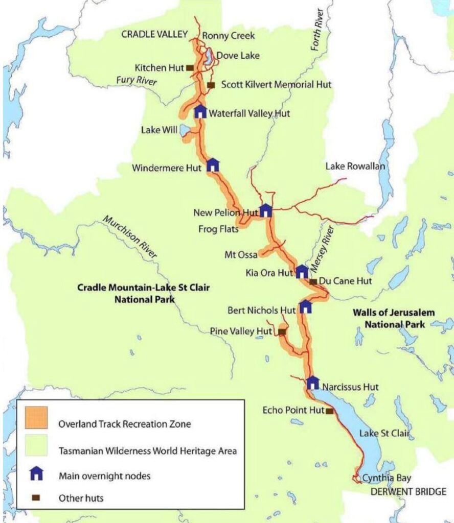 Map of the Overland Track