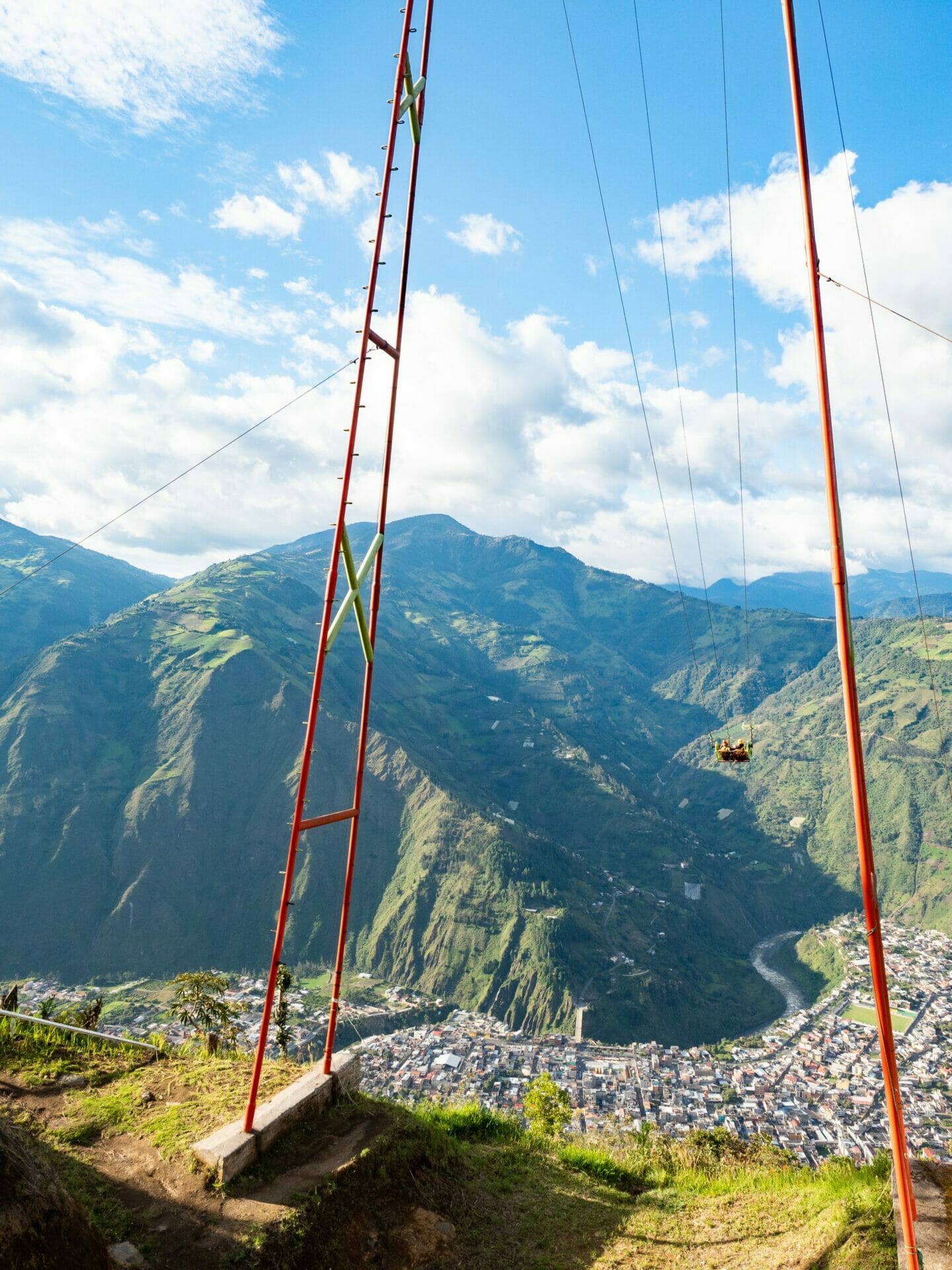 Giant swing over mountains in Baños Ecuador 