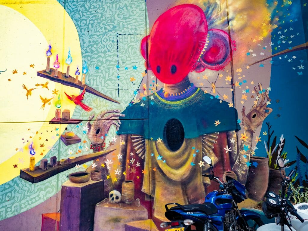 Street art mural Comuna 13 Medellin Colombia