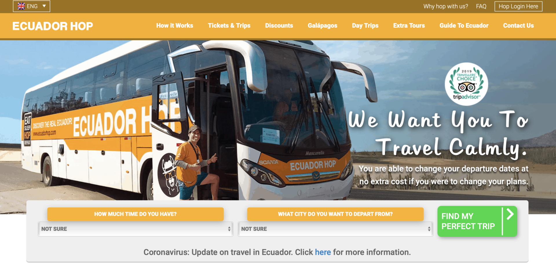 Screenshot of Ecuador Hop website