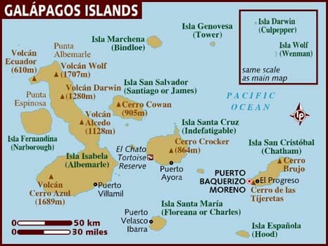 Map of Galápagos Islands