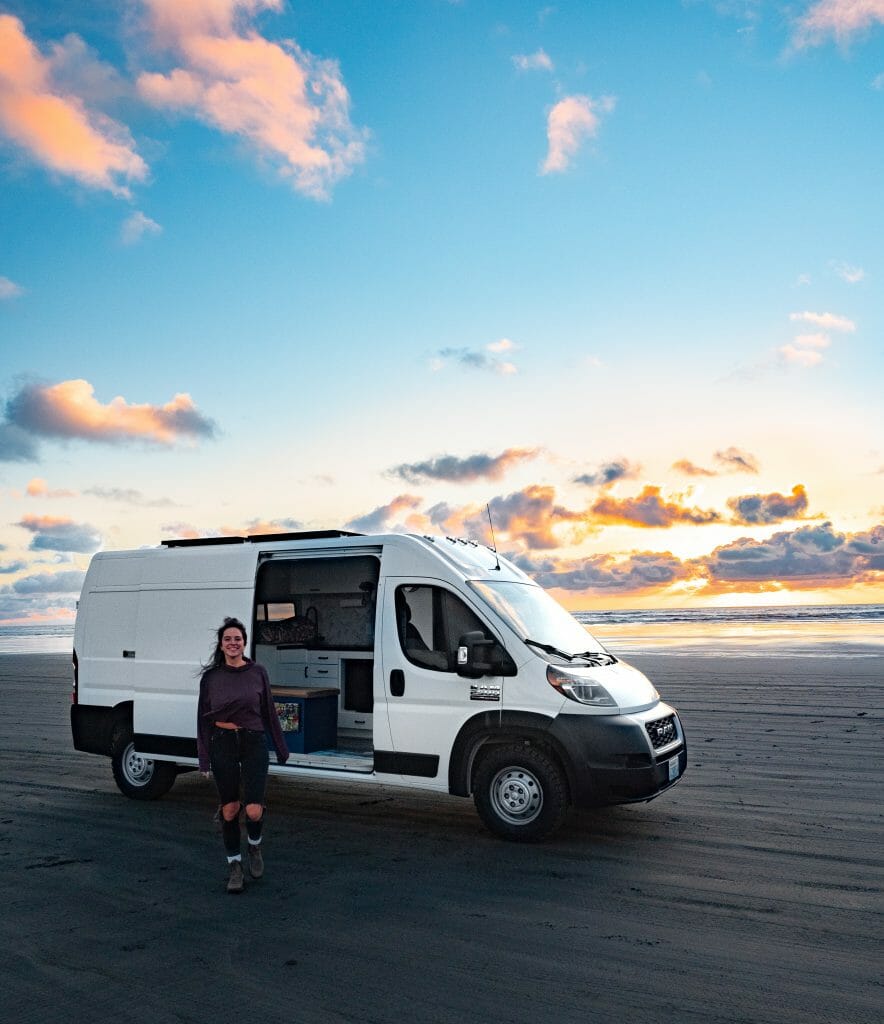 Vanlife Promaster converted van Long Beach Washington Coast