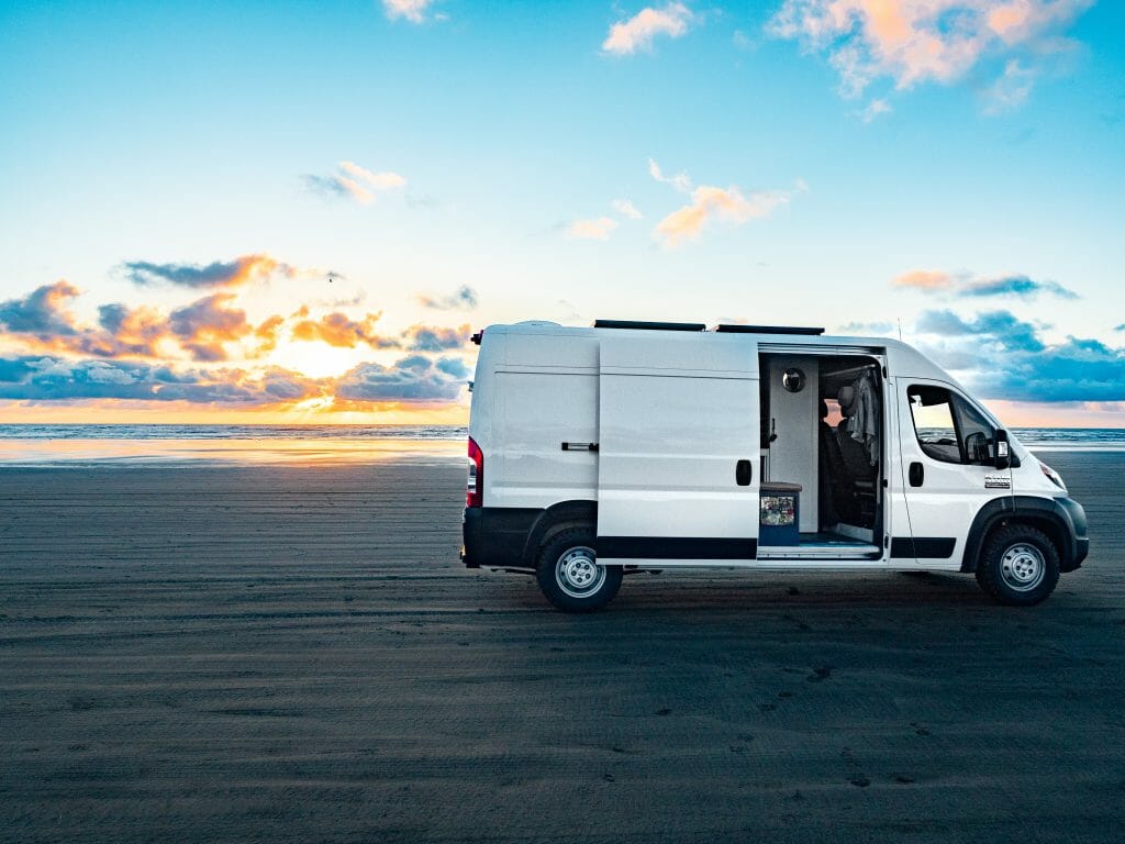 Vanlife Promaster converted van Long Beach Washington Coast