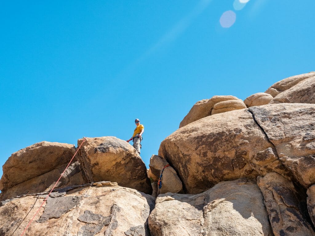 Rock climbing Spider Wall Indian Cove Joshua Tree National Park