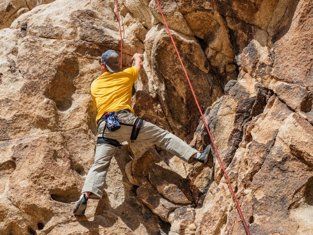 Rock climbing Spider Wall Indian Cove Joshua Tree National Park