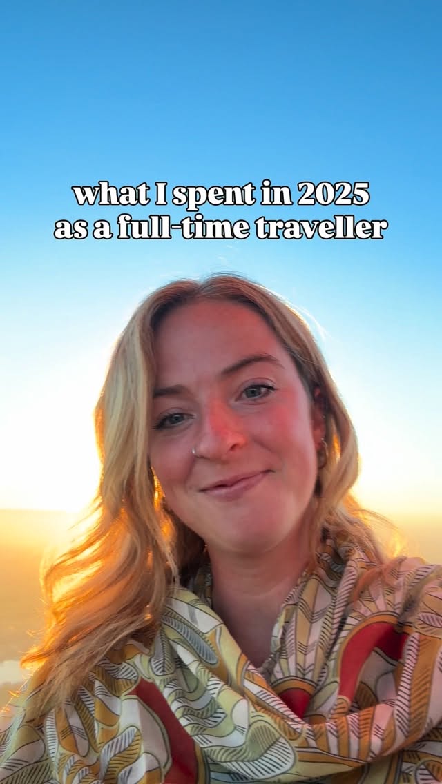 an entire year of my full-time travel expenses (365 days on the road!), from flights & hotels to healthcare & entrance fees to SIM cards & Spotify ↯

** these numbers are a reflection of my PERSONAL spending in 2025— not representative of the absolute cheapest long-term travel style, just intended to show how much I was able to experience this year for less than rent in a major city

$7,172 ACCOMMODATION
🏡 apartments = $2,415
🏕️ campsites = $121
🏨 hotels + hostels = $4,446
🛖 mountain huts = $190

$5,167 ACTIVITIES
🎟️ entrance fees + permits = $218
⛵️ experiences + tours = $4,217
🔥 hot springs + sauna = $733

$8,244 FOOD & DRINKS
🍹 drinks = $2,088
🌮 eating out = $4,999
🧀 groceries = $1,156

$4,807 PERSONAL EXPENSES 
🧴 consumables (ex. shampoo) = $981
💊 healthcare = $3,042
🧺 laundry = $69
📲 mobile data = $216
🗺️ subscriptions (ex. Garmin In-Reach, Spotify) = $500

$8,719 TRANSPORTATION
✈️ airfare = $3,826
🚘 car hire = $2,970
⛽️ fuel + parking = $659
🚕 private transport (ex. Uber) = $635
🚃 public transport (ex. train) = $627

$1,744 TRAVEL LOGISTICS
🚫 change fees + cancellations = $355
🧳 baggage fees + luggage storage = $385
🪪 ID (ex. licence renewal) = $255
💳 credit card annual fees = $448
💰 insurance = $72
🛂 travel visas = $229

= $35,852USD TOTAL LIVING EXPENSES
($98 per day)

—
#fulltimetravel #travelbudget #travelexpenses