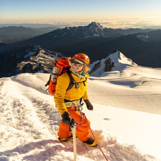 Huayna Potosi (6,088m) 🏔️

Easily the most famous mountain in Bolivia, offered as a ‘beginner friendly’ climb (after a one-day training course) for travellers who’ve never even worn crampons before, and often marketed for as little as $60 to the backpacker crowds who’re happy to cut corners for the best deal… I’ll admit I didn’t have super high expectations for Huayna Potosi.

Our ultimate goal in summiting was just to log some time at altitude— 6000m is another world, physiologically speaking, and I wanted James to experience the unique ✨agony✨ that is high-elevation mountaineering on an easier peak before we pushed even higher & harder over the coming months.

The route is like a compacted highway up the glacier, and we found ourselves stuck behind enormous, slow-moving groups at the start of our freezing ascent. It took several hours settle into our own rhythm, and only after a few breathless pushes through loose snow to pass other rope teams…

BUT THEN: the sunrise 🌅

Watching the first rays of light stretch above the clouds and set the entire Cordillera Real on fire, we were finally able to appreciate Huayna Potosi as more than just acclimatisation. 

This is a stunning mountain that we’d had the privilege of staring at from all of our previous 3 summits, and to finally be up here (first time over 6000m for James!) is a true accomplishment, regardless of the well-beaten track. We won’t soon forget this sunrise!

🥂 cheers to my husband for pushing through!!

—
#huaynapotosi #cordillerareal #bolivia #bolivianmountaineering #highaltitude