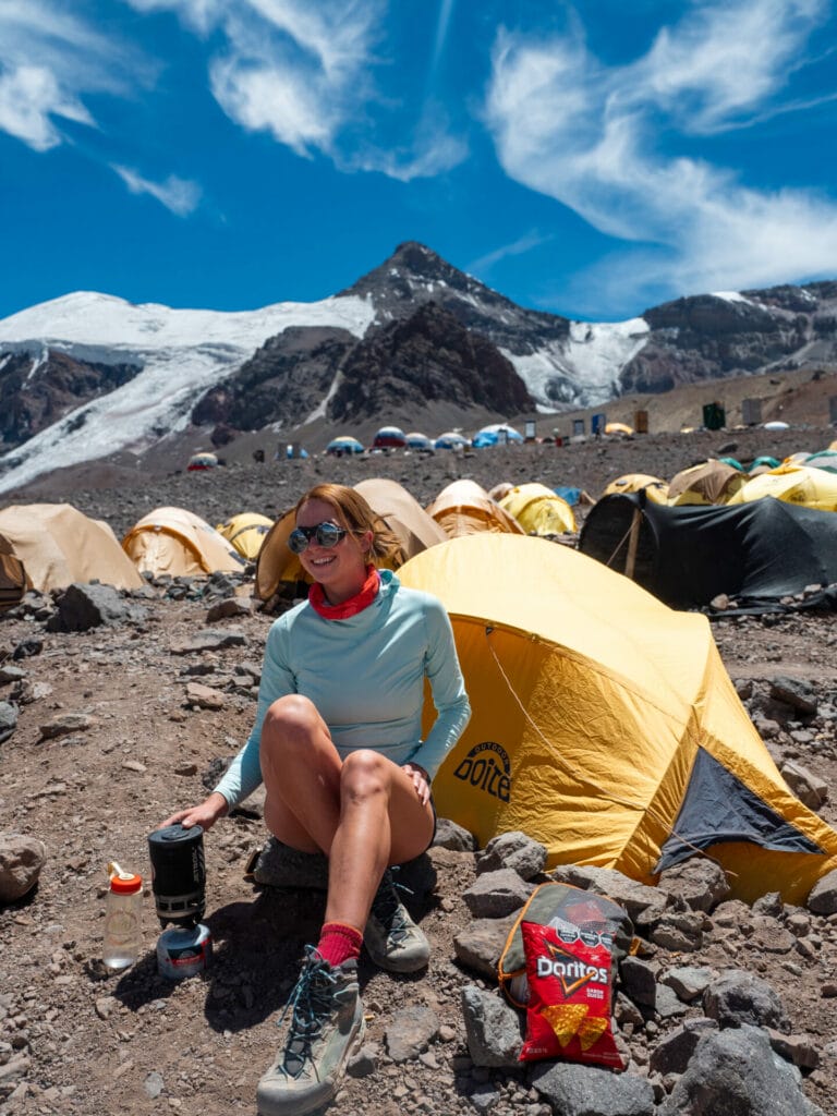 Cooking at Base Camp (Plaza de Mulas)