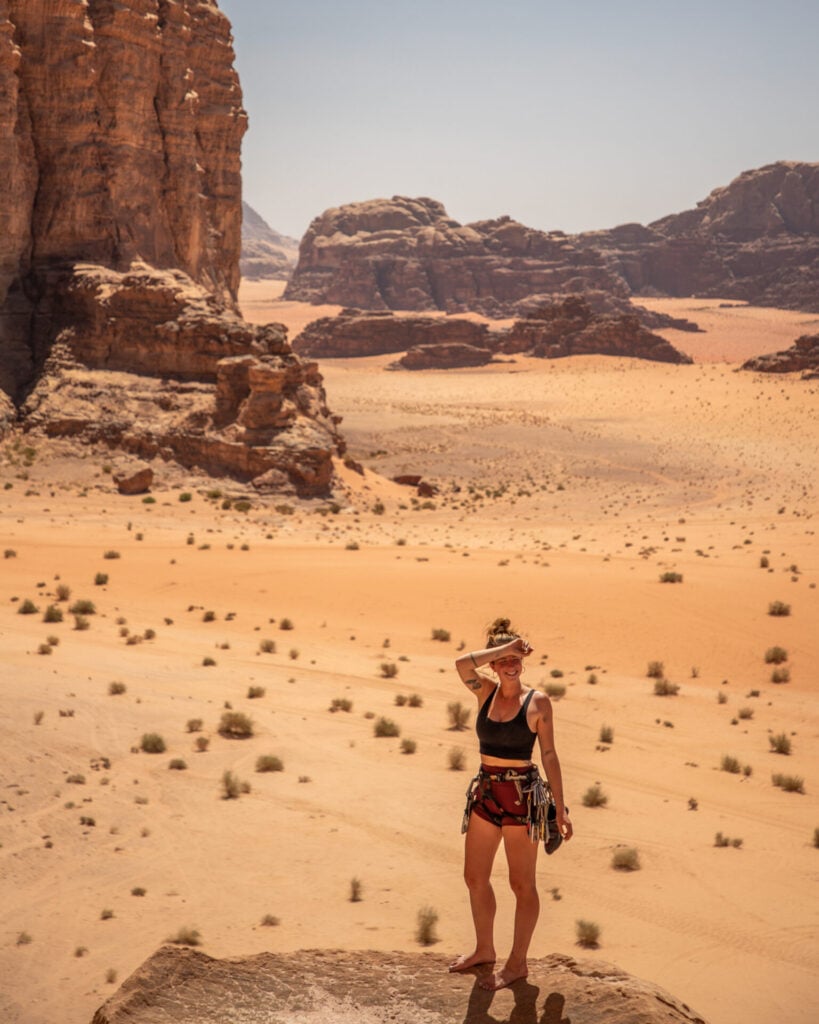 Rock climbing in Wadi Rum