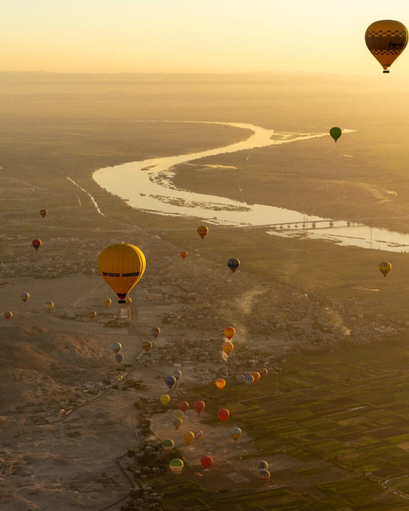 Sunrise hot air balloons over Luxor
