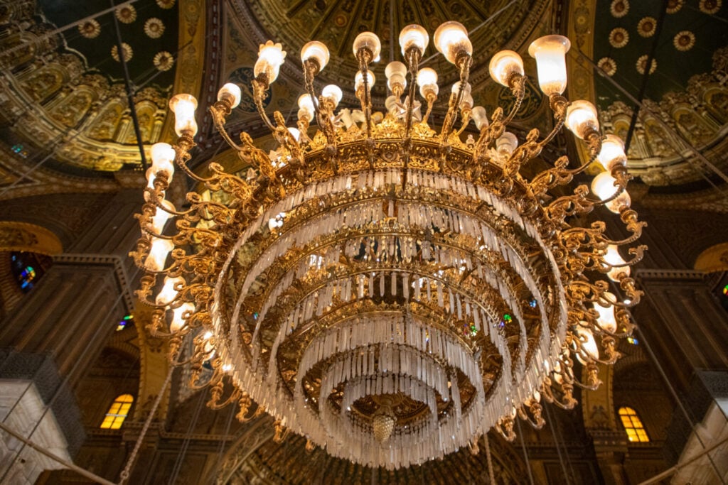 Ornate interior of the Mosque of Muhammad Ali