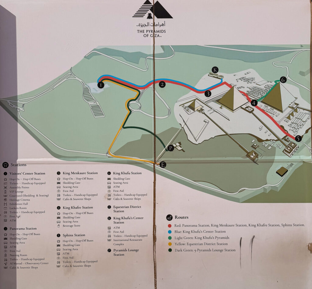 Shuttle bus map at the Giza pyramids