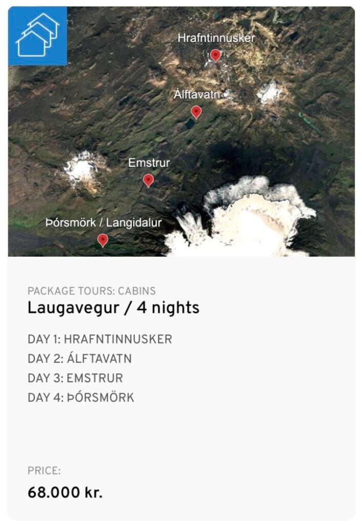 4-night Laugavegur hut package