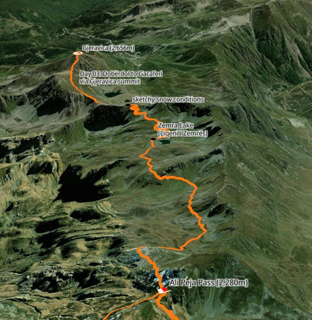 Gjeravica summit hike map
