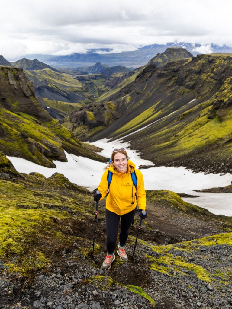 Climbing above Hvannágil canyon