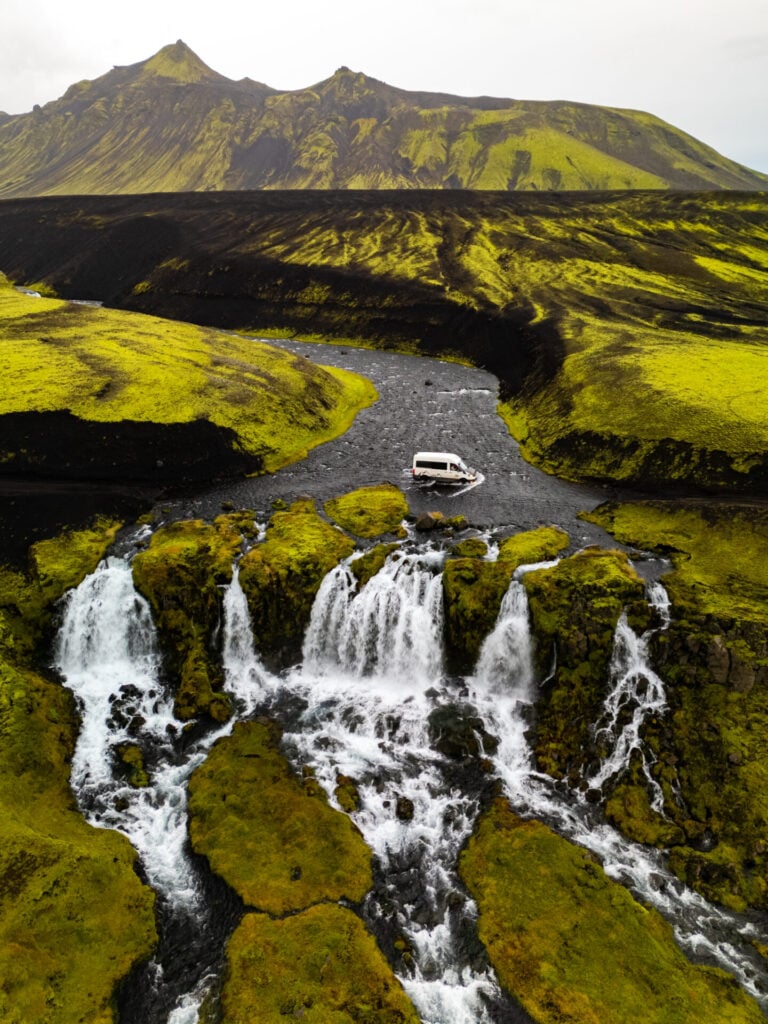Bláfjallafoss waterfall crossing on F232