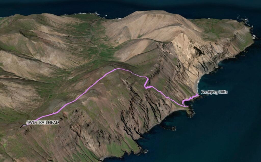 Þerribjörg Cliffs hiking route