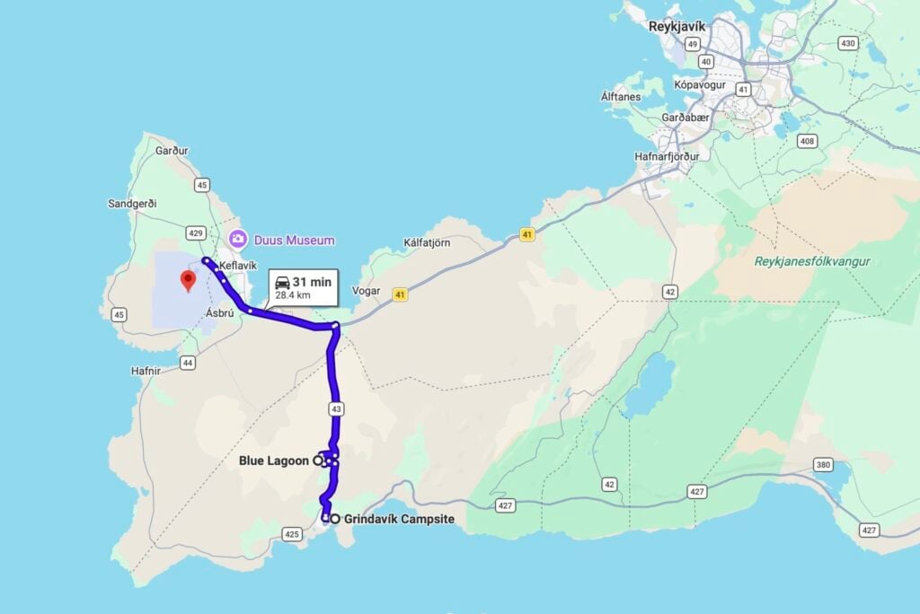 Day 12 driving route - Iceland 4WD itinerary