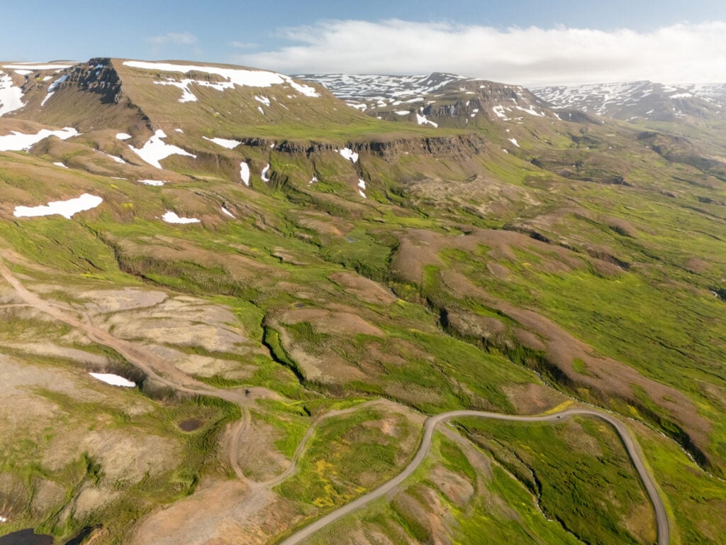 Driving over Hellisheiði Eystri pass towards Vopnafjörður
