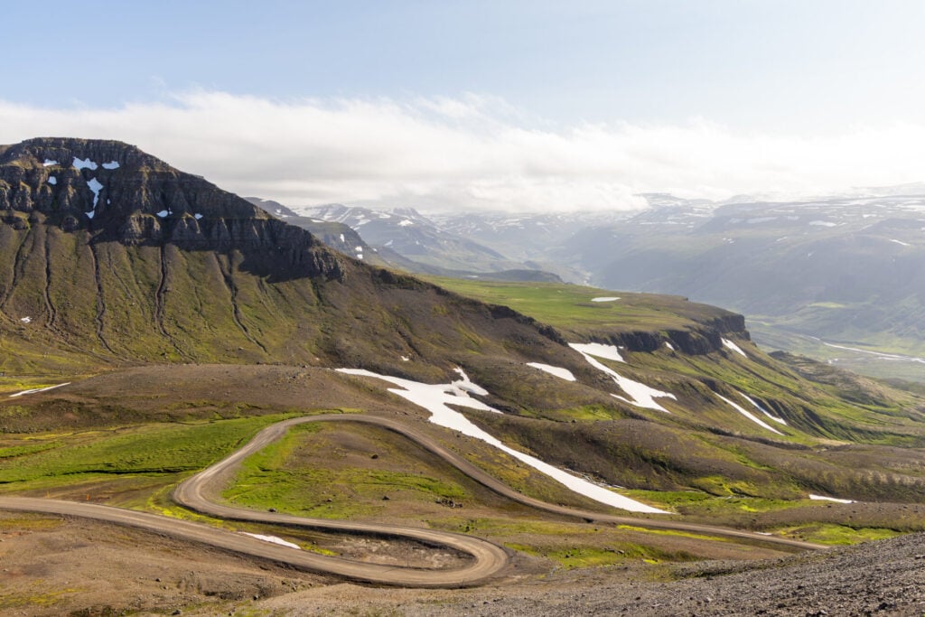 Scenic drive over over Hellisheiði Eystri towards Vopnafjörður