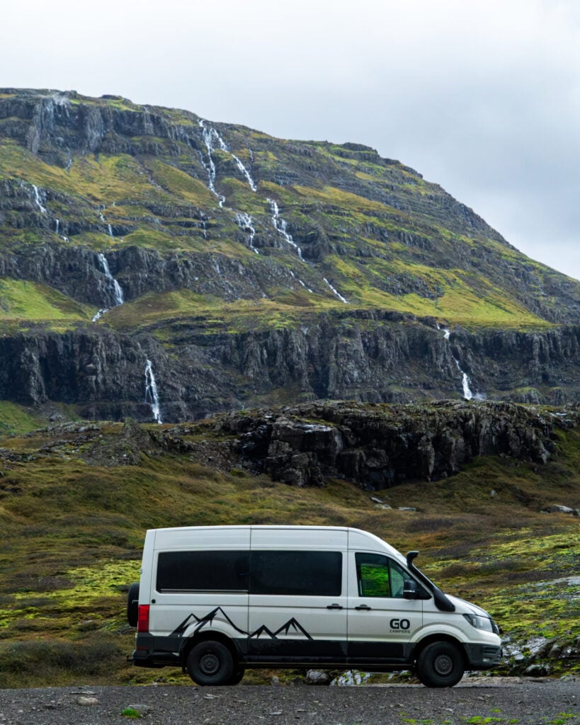 Driving over Öxi Pass in the East Fjords
