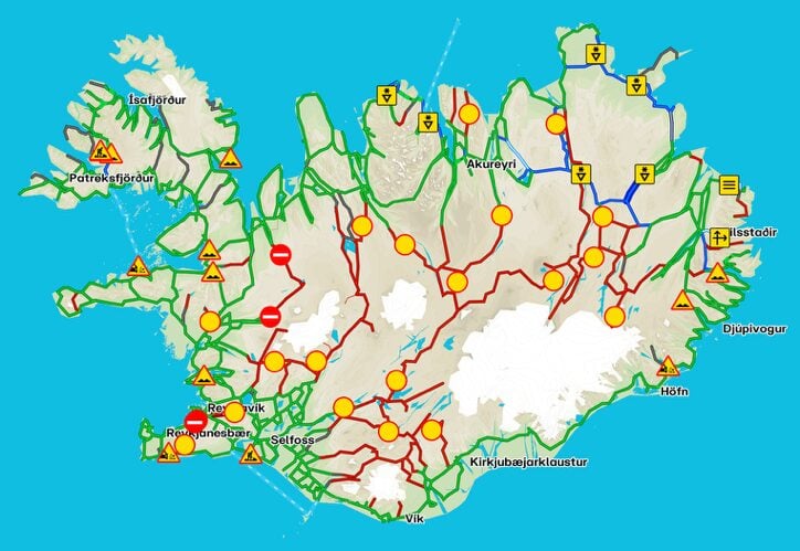 Iceland's road.is website for road closures
