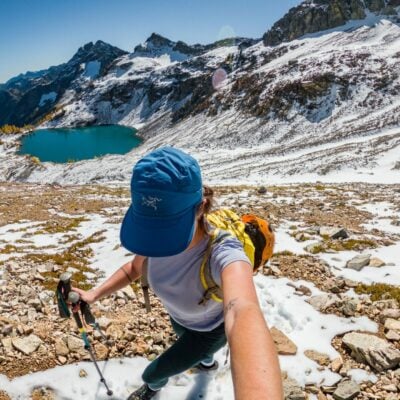 Brooke climbing to Black Peak in Washington