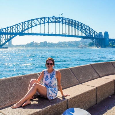 Brooke in front of the Sydney Harbour Bridge