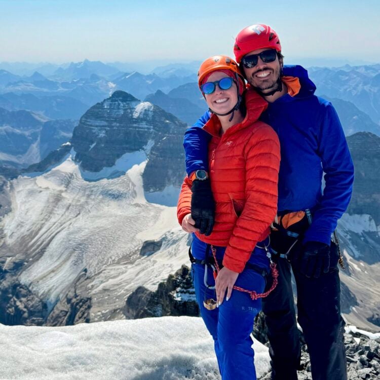 Brooke and James on the summit of Mt Assiniboine